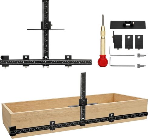 Cabinet Hardware Jig Kit – 32" & 16" Detachable MAX System with Auto Center Punch, Precision Aluminum Alloy Drill Guide Template for Handles, Knobs, and Pulls on Drawers & Doors in Kuwait