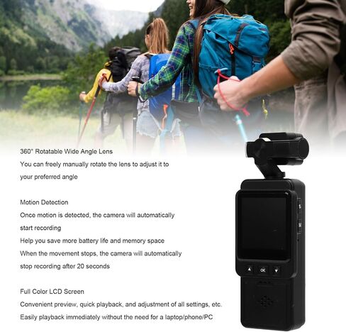 Tangxi 1080P Body Camera with Audio and Video Recording, 360 Rotatable Lens, Portable Body Worn Cam with Color LCD Screen & Back Clip in Kuwait