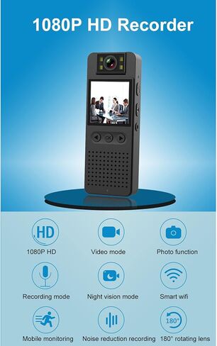 Bewinner Mini Body Camera 1080P HD, Portable Wearable Video Recorder with Night Vision, 180° Rotatable Lens Pocket Video Camera for Walking Riding Outdoor Home, Bewinner8IO91N6B0Z in Kuwait