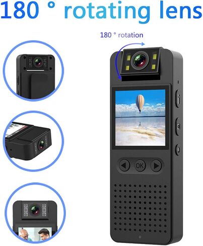 Bewinner Mini Body Camera 1080P HD, Portable Wearable Video Recorder with Night Vision, 180° Rotatable Lens Pocket Video Camera for Walking Riding Outdoor Home, Bewinner8IO91N6B0Z in Kuwait