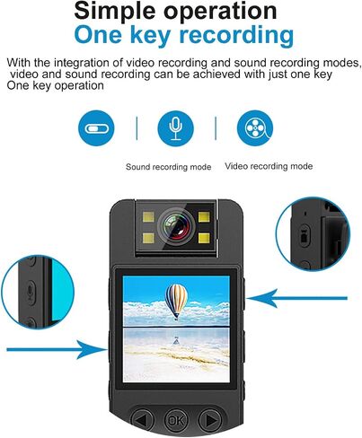 Bewinner Mini Body Camera 1080P HD, Portable Wearable Video Recorder with Night Vision, 180° Rotatable Lens Pocket Video Camera for Walking Riding Outdoor Home, Bewinner8IO91N6B0Z in Kuwait