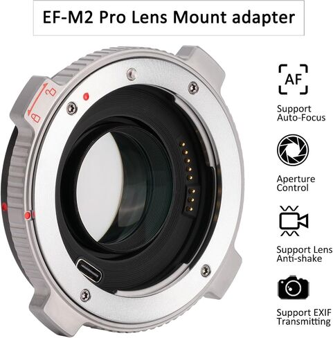 EF-M2 Pro Auto-Focus Lens Adapter 0,71x Speed-Booster with Security Lock Compatible for Canon EF Lens to M4/3 Camera Iumix/oIympus/bmpcc (MFT-Mount) in Kuwait
