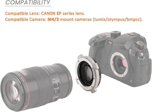 EF-M2 Pro Auto-Focus Lens Adapter 0,71x Speed-Booster with Security Lock Compatible for Canon EF Lens to M4/3 Camera Iumix/oIympus/bmpcc (MFT-Mount) in Kuwait
