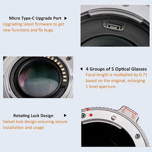 EF-M2 Pro Auto-Focus Lens Adapter 0,71x Speed-Booster with Security Lock Compatible for Canon EF Lens to M4/3 Camera Iumix/oIympus/bmpcc (MFT-Mount) in Kuwait
