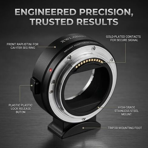 EF-EOS R AF Adapter for Canon EF/EF-S to EOS-R Cameras | Auto Focus, full electronic link, IS & EXIF support, CNC aluminum mount, zero image loss, fits Canon EOS R series in Kuwait