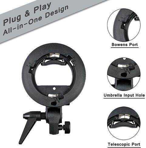 S Type Bracket Stable Bowens S Mount Holder for Speedlite Flash Snoot Softbox Photo Studio Plastic Umbrella Mount Bracket in Kuwait