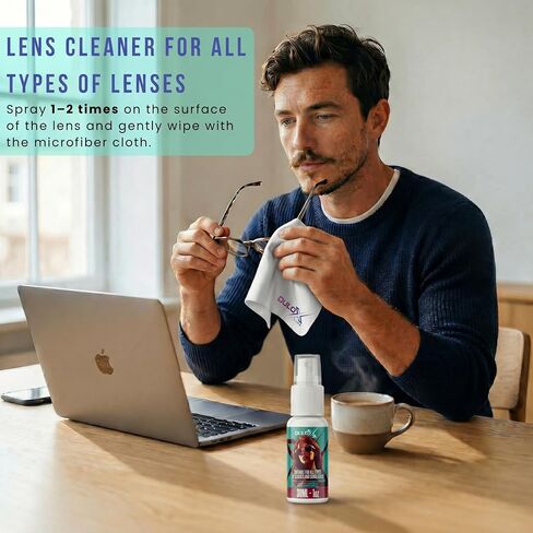 Glasses Cleaner Spray Refill – 16.9 OZ (500ml) Lens Cleaner Refill + Premium Microfiber Cloth 7 x 7 in (18 x 18 cm) | Eyeglass Cleaner Refill for Glasses, Camera Lens, Monitor & Screen Cleaner in Kuwait