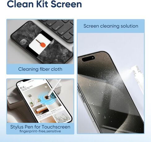 Multifunctional Electronic Cleaning Kit | Keyboard Brush,Screen Spray Wiper,USB Charging Port Repair Tools for Airpods,iPhone,Phone Stand,Card Slots Storage in Kuwait