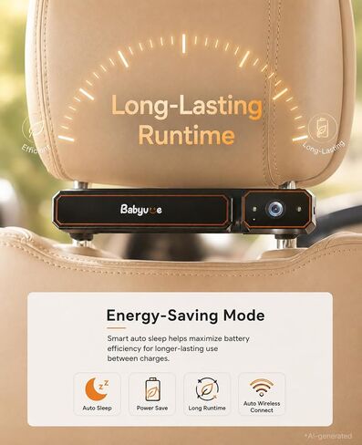 Babyvue BV6 Wireless Baby Car Camera, Baby Monitor with Suction Cup Mount | 1080P HD, 5.2" IPS Screen, Auto IR Night Vision, 3X Zoom, Easy Setup Car Seat Camera for Rear-Facing Baby Kids (Orange) in Kuwait