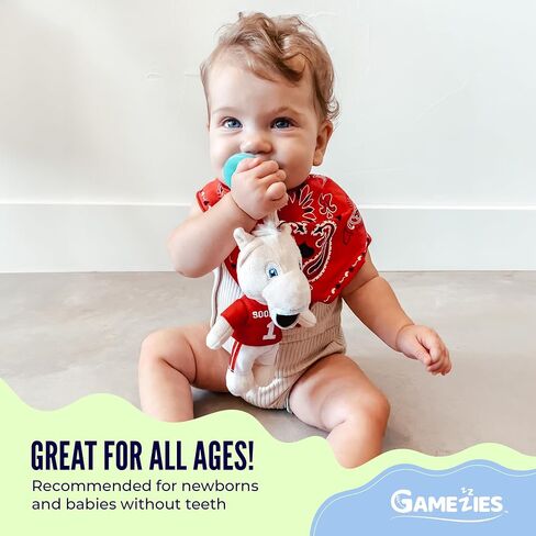 Gamezies Baby Boy and Girl Silicone Bass Fish Pacifier Outdoor Plush Toy Holder Removable, Washable Plush Toy CPSIA Tested, BPA-Free 0-6 Months in Kuwait