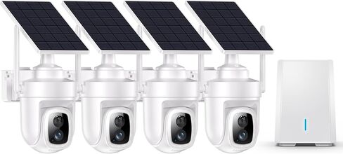 4K/8MP UHD Solar Security Cameras Wireless Outdoor with Local storage Base | No Subscription or Monthly Fees,360° Pan&Tilt with Automatic Tracking,5G&2.4G Router Compatible,2 Cam Kit for Home Security in Kuwait
