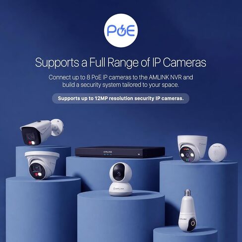 AMLINK 12MP 8CH AI NVR (8-Port PoE), Smart NVR, Human Detection & Vehicle Detection - Supports 8 x 12MP IP Cameras, Supports 1 x 20TB HDD (Not Included) ALN-4108E in Kuwait