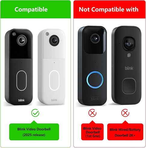 No Drill Doorbell Mount for Blink Video Doorbell 2025 Release, Anti-Theft Adhesive Mounting Bracket for Home Security Camera System, Full Cover Doorbell Holder for Apartment/Rental/Dorm/Office in Kuwait