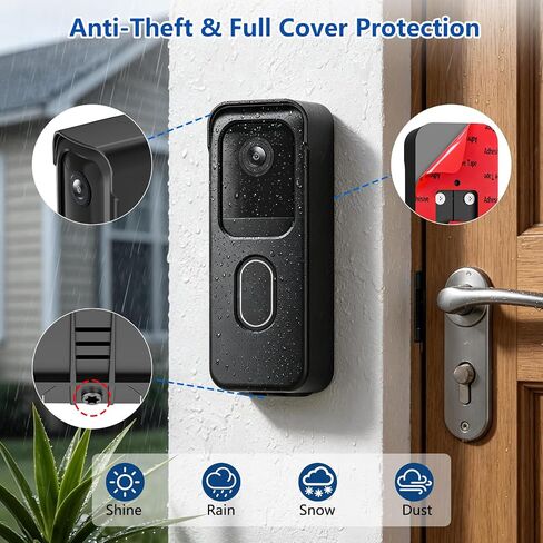 No Drill Doorbell Mount for Blink Video Doorbell 2025 Release, Anti-Theft Adhesive Mounting Bracket for Home Security Camera System, Full Cover Doorbell Holder for Apartment/Rental/Dorm/Office in Kuwait