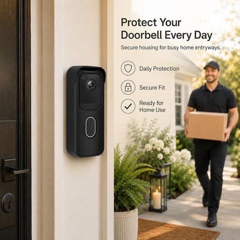 No Drill Doorbell Mount for Blink Video Doorbell 2025 Release, Anti-Theft Adhesive Mounting Bracket for Home Security Camera System, Full Cover Doorbell Holder for Apartment/Rental/Dorm/Office in Kuwait