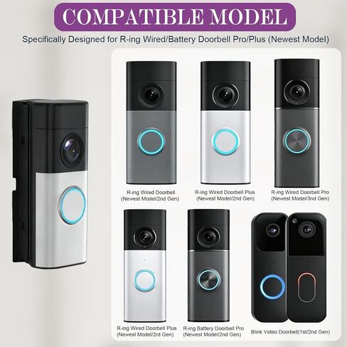 Adjustable Doorbell Angle Mount, 0-45° Anti-Theft Doorbell Mounting Bracket Compatible with Ring Wired Doorbell Plus/Pro (2026 Latest Models) & Battery Doorbell Plus/Pro (2nd Gen) in Kuwait