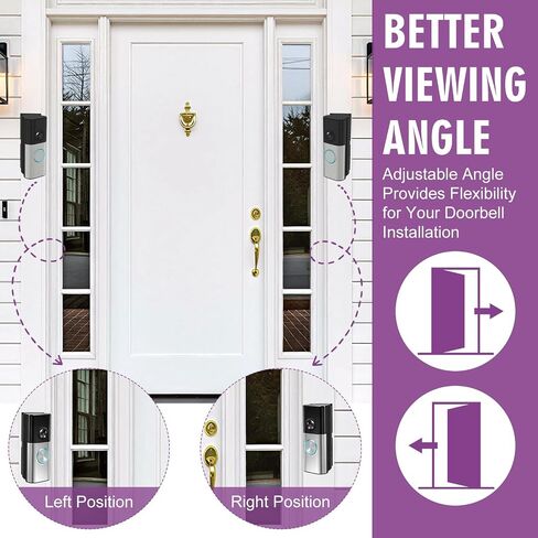 Adjustable Doorbell Angle Mount, 0-45° Anti-Theft Doorbell Mounting Bracket Compatible with Ring Wired Doorbell Plus/Pro (2026 Latest Models) & Battery Doorbell Plus/Pro (2nd Gen) in Kuwait