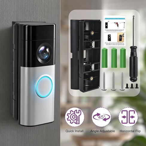 Adjustable Doorbell Angle Mount, 0-45° Anti-Theft Doorbell Mounting Bracket Compatible with Ring Wired Doorbell Plus/Pro (2026 Latest Models) & Battery Doorbell Plus/Pro (2nd Gen) in Kuwait