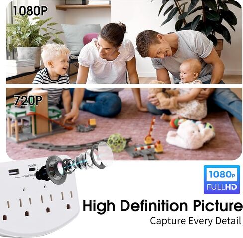 Hidden Camera - 1080P Wireless Indoor Security Camera, HD Nanny Cam - WiFi Wall-Mounted Cameras in Kuwait