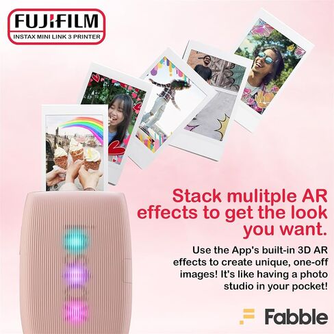 Fujifilm Instax Mini Link 3 Smartphone Printer – Rose Pink Bundle with a Protective Case, Twin Pack Instant Film (20 Sheets), Hanging Photo Frames, and Premium Microfiber Cleaning Cloth in Kuwait