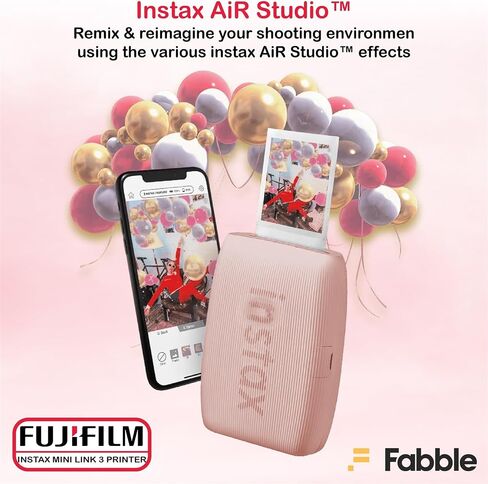 Fujifilm Instax Mini Link 3 Smartphone Printer – Rose Pink Bundle with a Protective Case, Twin Pack Instant Film (20 Sheets), Hanging Photo Frames, and Premium Microfiber Cleaning Cloth in Kuwait