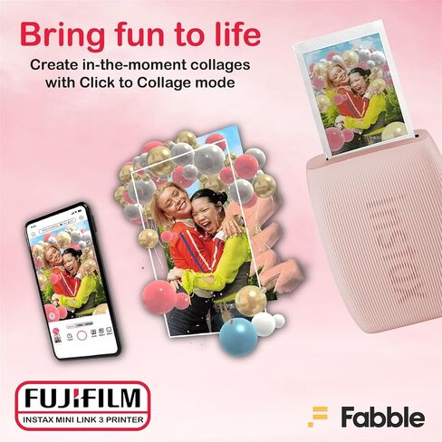 Fujifilm Instax Mini Link 3 Smartphone Printer – Rose Pink Bundle with a Protective Case, Twin Pack Instant Film (20 Sheets), Hanging Photo Frames, and Premium Microfiber Cleaning Cloth in Kuwait
