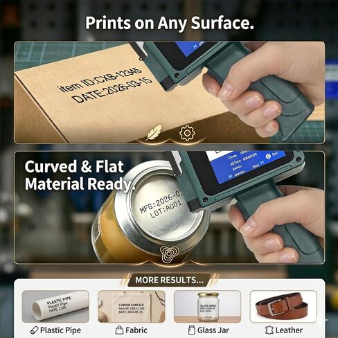 ET21 Handheld Inkjet Printer, Portable Inkjet Coder with 12.7mm W6900k Ink Cartridge, Ergonomic Handheld Printer for Packaging, Batch Coder for Bottle, Metal, Wood, Curved Surface Printing | Portable Inkjet Coder– Ergonomic Batch Coder, Prints on Bottle,  in Kuwait