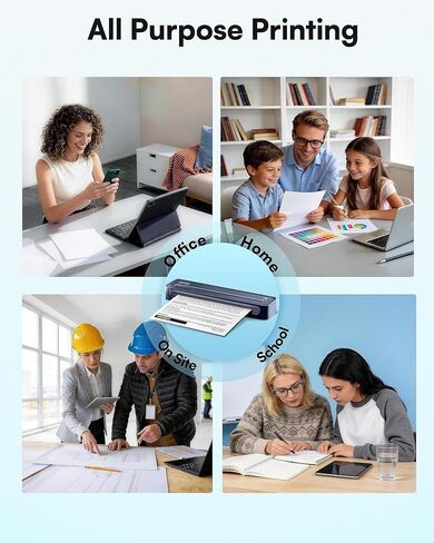 D90E Inkless Portable Printer for Travel, Supports 8.5 x 11 Inch Thermal Paper Wireless Thermal Printer Bluetooth, with Travel Case & 10 Sheets for Students, Office, School, Deep Blue in Kuwait