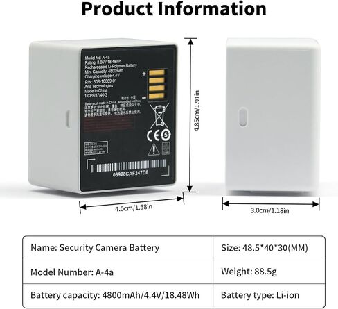2-Pack 4800mAh Li-Ion Replacement Batteries for Arlo Pro 3/4, Ultra, Ultra 2, Pro 5S Cameras — Original Factory Specification, Long Life & Fully Compatible in Kuwait