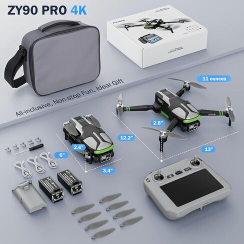 4K GPS Drone with 5.7" FPV Touchscreen, 100-Min Flight, Auto Return, Follow | Beginner Mode, Long Range Transmission, Foldable RC Quadcopter with 2 Batteries, Ideal for Adults, with 4K Camera in Kuwait