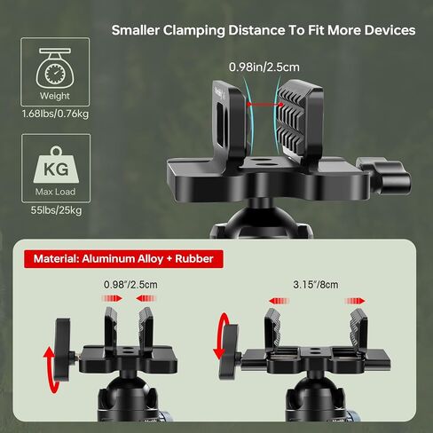 Manbily Carbon Fiber Tripod with Shooting Rest & 52mm Low Profile Ball Head for Hunting, Shooting and Outdoors, 32mm Tube, Max. Load 55lbs/25kg in Kuwait
