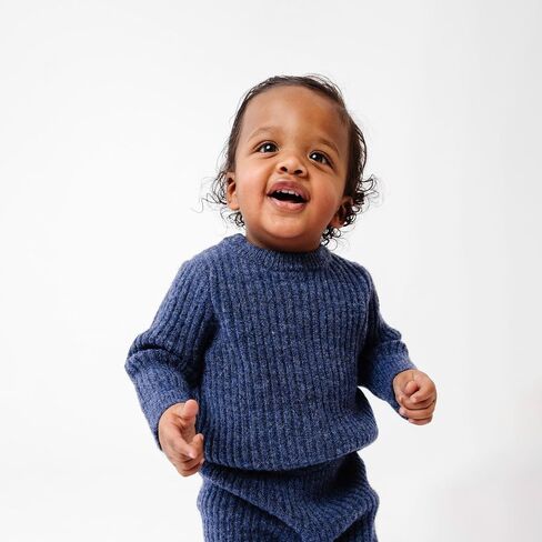 Copper Pearl Crew Sweatshirt: Ultra-Soft Gender Neutral Toddler Sweatshirt, Perfect Cozy, Classic Fit Baby Sweatshirt for Baby Boy Clothes and Baby Girl Clothes - Navy, 18-24m in Kuwait