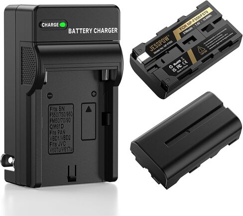NP-F550 Battery and Wall Charger for Sony NP F550, F530, F970, F960, F770, F750, F330, CCD-SC55, TR516, TR716, TR818, TR910, TR917 Camera, CN-160, CN-216 LED Video Light 2-Pack (2700 mAh) in Kuwait