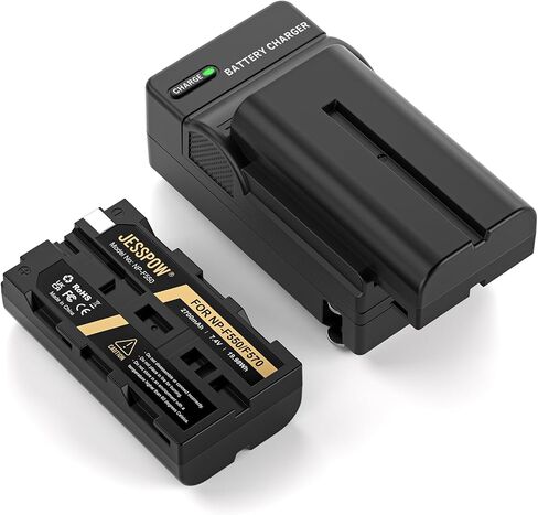 NP-F550 Battery and Wall Charger for Sony NP F550, F530, F970, F960, F770, F750, F330, CCD-SC55, TR516, TR716, TR818, TR910, TR917 Camera, CN-160, CN-216 LED Video Light 2-Pack (2700 mAh) in Kuwait