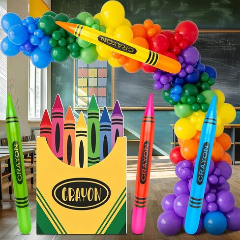 5 Pcs Giant Back to School Decoration with Large Inflatable Crayons Balloons and Crayon Box Cutout Jumbo Crayons Bulk for Graduation Back to School Welcome First Day of School Photo Prop Supply 41 in in Kuwait