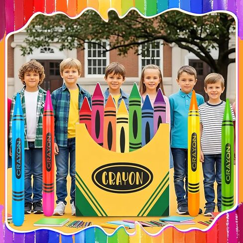 5 Pcs Giant Back to School Decoration with Large Inflatable Crayons Balloons and Crayon Box Cutout Jumbo Crayons Bulk for Graduation Back to School Welcome First Day of School Photo Prop Supply 41 in in Kuwait