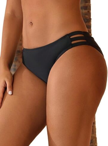 Women Side Hollow Solid Color Sexy Bikini Bottom Beach Summer in Kuwait