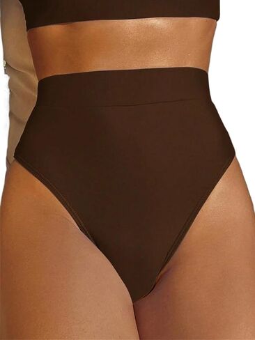 Womens Solid Color High Waist Bikini Bottom for Beach Summer in Kuwait