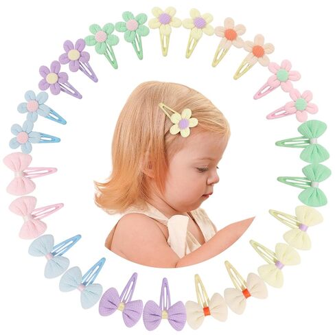 doboi 24Pcs Toddler Hair Clips Hair Barrettes Baby Girls Hair Bows Clips | Floral Hairpins Flower Hair Clips for Girls Kids Toddler Hair Accessories in Kuwait