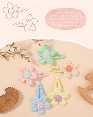 doboi 24Pcs Toddler Hair Clips Hair Barrettes Baby Girls Hair Bows Clips | Floral Hairpins Flower Hair Clips for Girls Kids Toddler Hair Accessories in Kuwait
