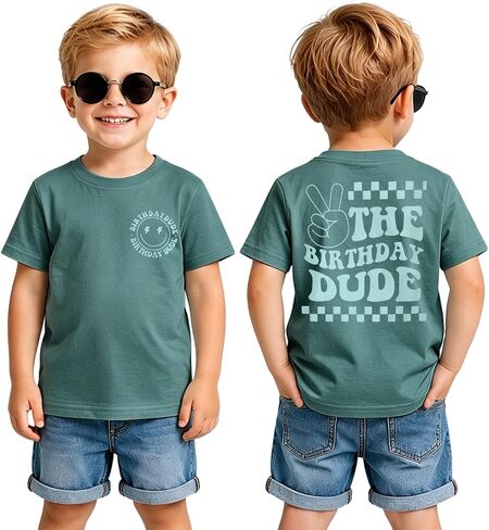 Birthday Boy Shirt Birthday Dude T-Shirt 2nd 3rd 4th 5th 6th 7th 8th B-Day Outfits Toddler Boys Party Gift Tee Top in Kuwait