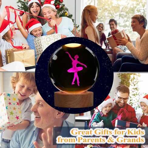 Ballet Night Light, Dance Recital Gifts, K9 3.15 Inch (80mm) Crystal Ball Lamp with 16 Colors Remote Upgraded Lamp for Birthday Xmas Cool Fairygirl Figurines Gifts for Ballerina Girls Room Decor in Kuwait