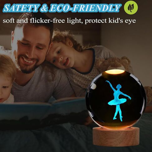 Ballet Night Light, Dance Recital Gifts, K9 3.15 Inch (80mm) Crystal Ball Lamp with 16 Colors Remote Upgraded Lamp for Birthday Xmas Cool Fairygirl Figurines Gifts for Ballerina Girls Room Decor in Kuwait