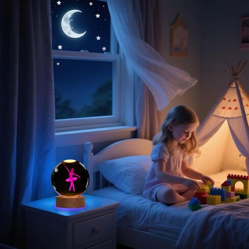 Ballet Night Light, Dance Recital Gifts, K9 3.15 Inch (80mm) Crystal Ball Lamp with 16 Colors Remote Upgraded Lamp for Birthday Xmas Cool Fairygirl Figurines Gifts for Ballerina Girls Room Decor in Kuwait