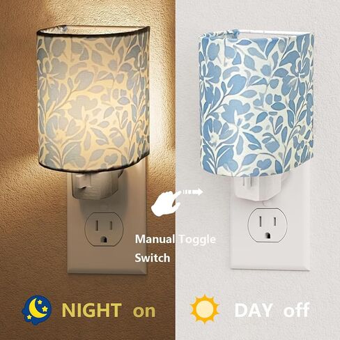 Decorative Night Light with Switch, Night Lights Plug into Wall Vintage Fabric Plug-in Nightlight, 360° Rotatable Energy-Saving Eye-Friendly Accent Lamp for Bedroom Kitchen Hallway Decor in Kuwait