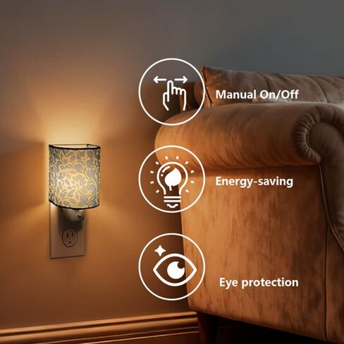 Decorative Night Light with Switch, Night Lights Plug into Wall Vintage Fabric Plug-in Nightlight, 360° Rotatable Energy-Saving Eye-Friendly Accent Lamp for Bedroom Kitchen Hallway Decor in Kuwait