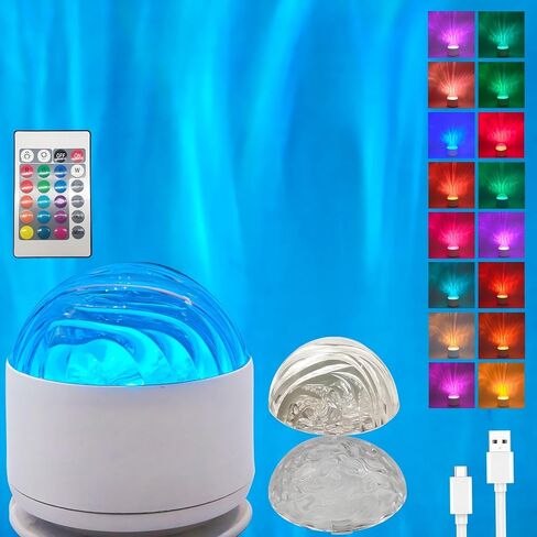 2 in 1 Galaxy Light, 16 Color Aurora Night Light Projector, Ocean Wave Projector with Remote Control, USB Recharge Northern Lights Projector for Bedroom Home Decor Gifts (Aurora & Wave) in Kuwait