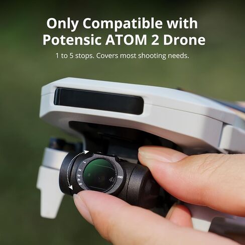 Potensic ND Filter Compatible with Atom 2 Drone, Only for F1.8 Aperture, ND2 to ND 32, 5 Stops Adjustment, Drone Lens Accessory in Kuwait
