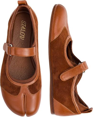 STALOV Tabi Ballet Flats for Women Suede Round Split-Toe Athletic Mary Janes Low Heel Comfortable Sporty Flats Shoes in Kuwait