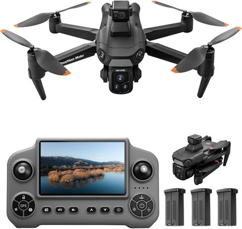 Drones with Camera for Adults 4K, Under 249g Foldable Quadcopter, 8k Camera Drone with large screen controler and GPS Auto Return, Follow Me, Easy for Beginners,3 batteries (Dark Gray) in Kuwait